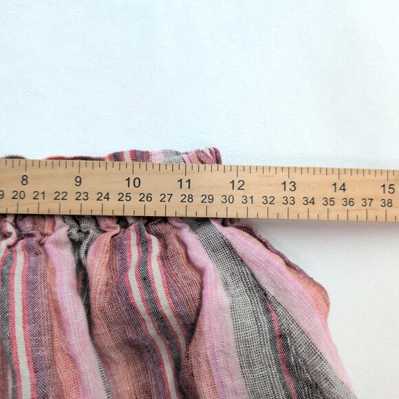 Krista Larson Boho Tiered Striped Cotton Midi Skirt S Pink Gray - Picture 7 of 9